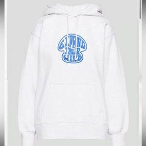 NWT TNA Cozy BF Hoodie Mushroom Expand Your Mind Medium Heather Cloud White